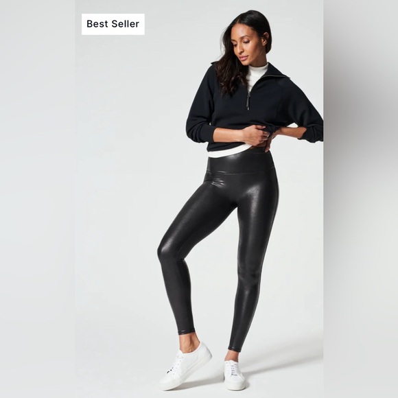 SPANX Faux Leather high waisted black Leggings, Size XL - Picture 1 of 17